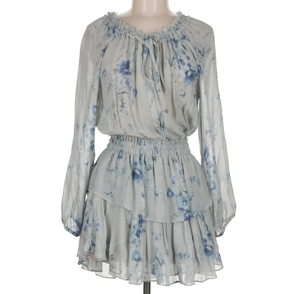 LoveShackFancy Blue Floral Mini Dress